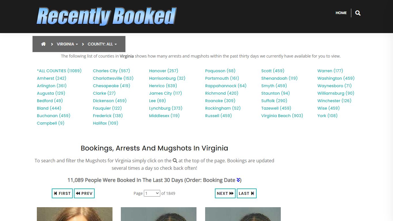 Bookings, Arrests and Mugshots in Virginia Beach County, Virginia